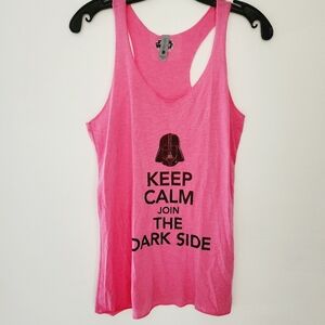 Star Wars Keep Calm Join The Dark Side Racerback Pink Tank Top